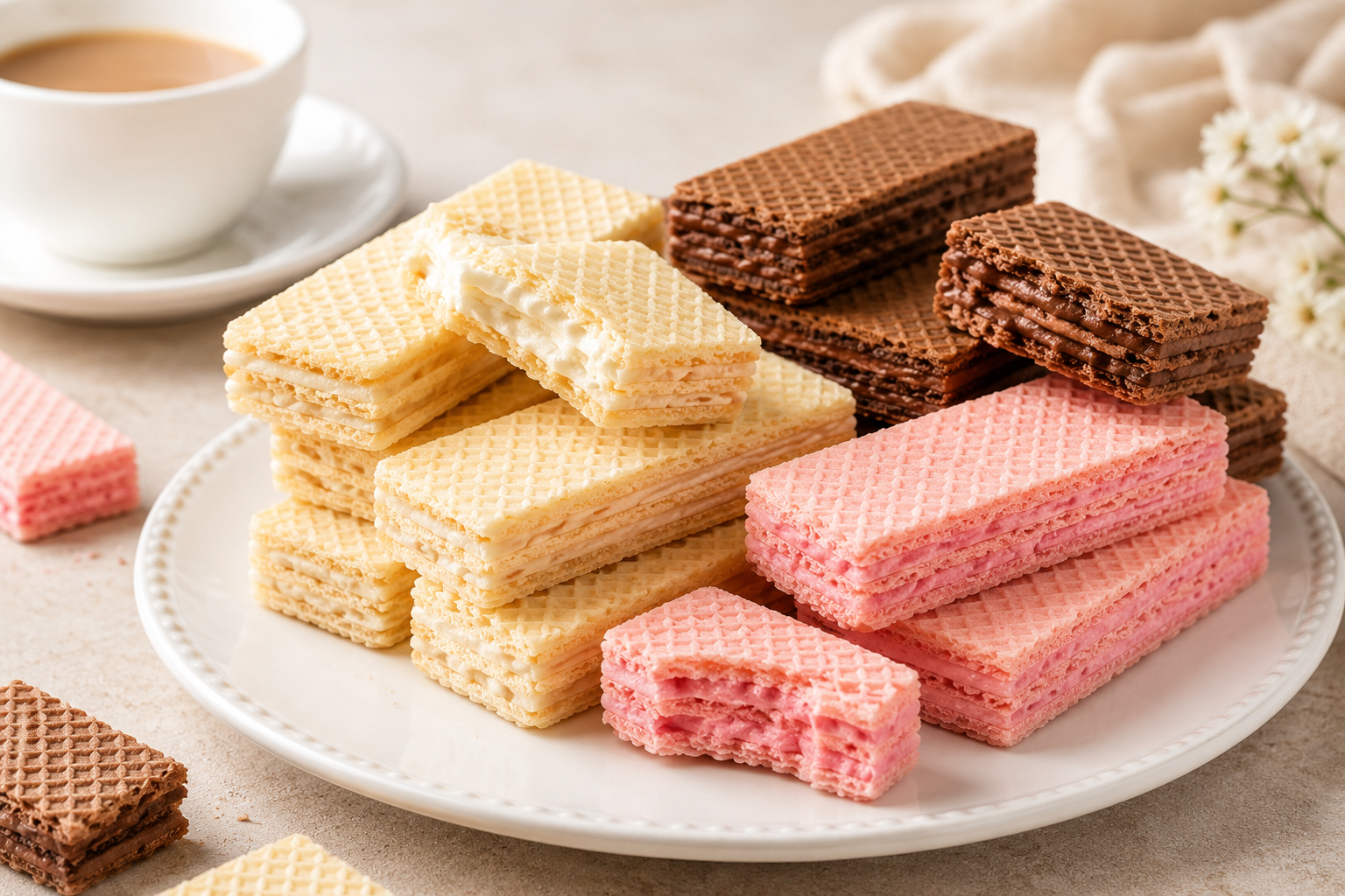 wafer biscuits from Atul Bakery served with tea